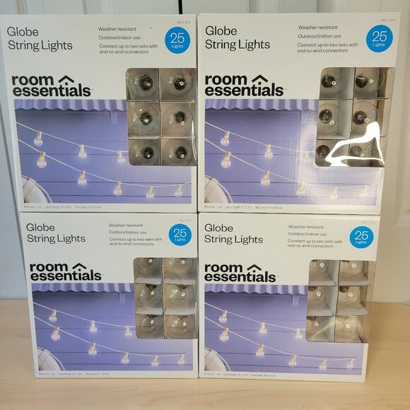 TARGET Room Essentials Bundle of 4 Globe String Lights, 25 Bulbs, 21' Wire NEW - Picture 1 of 3